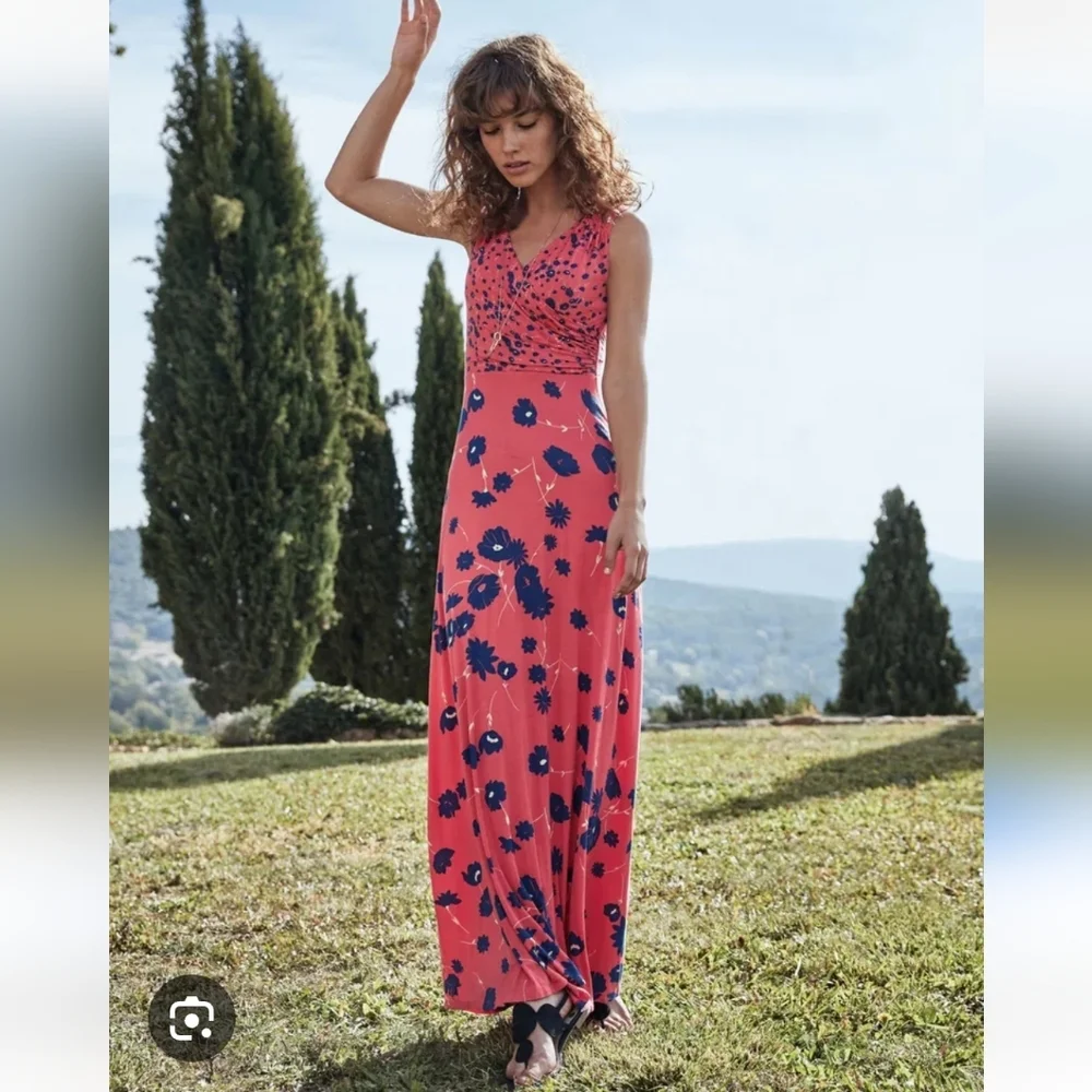 Boden Pink Georgia Blue Floral Maxi Dress NWT - Picture 1 of 11